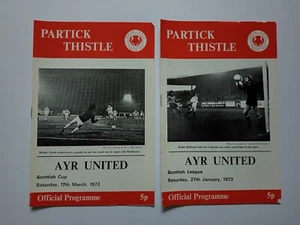 Lot x 2 Partick Thistle v Ayr Utd Scottish Football Programmes 1973 - Picture 1 of 4