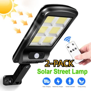 2X Outdoor Solar Wall Light LED Motion Sensor Flood Lamp Street Garden 3 Modes - Picture 1 of 17