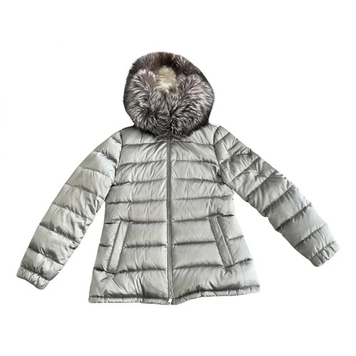 Piumino Prada puffer giacca cappuccio di pelliccia cappotto grigio taglia (IT): 46