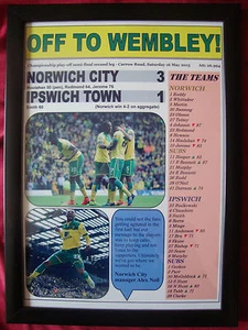 Norwich City 3 Ipswich Town 1 - Norwich at Wembley - 2015 - framed print - Picture 1 of 2