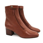 NIB Tamara Mellon Avenger Brown Leather Stacked Heel Ankle Bootie Boots 36.5 NEW