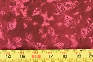 14" Long, Pink & Burgundy Leaves on Burgundy Quilt Cotton, Blank Textiles, N6014 - Picture 1 of 5