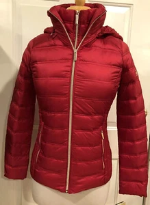 Michael Kors Jacket Puffer Hooded Packable Down Red Scarlet XXS 2XS $190 - Picture 1 of 12