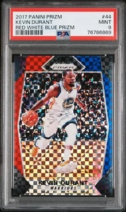 KEVIN DURANT 2017 Panini Prizm RED WHITE & BLUE PRIZM #44 Golden State PSA 9 - Picture 1 of 4