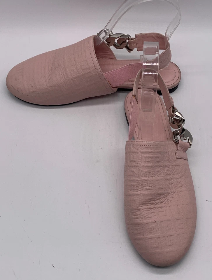 Mules Givenchy para mujer de cuero rosa con cadena G talla 36 EE. UU. 6 (muestra desgaste) Foto 1 de 4