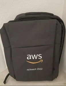 New RARE Leeds AWS Amazon Web Services re:Invent 2022 Logo Gray Laptop Backpack - Picture 1 of 5