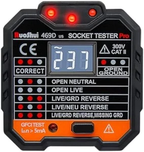 Probador de enchufes eléctrico GFCI Detector de receptáculos Probador Pantalla LCD Probador de CA - Imagen 1 de 7