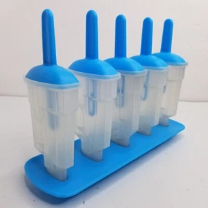Tovolo Groovy Pop Ice Mold Popsicle Maker with Drip Guard, Set of 5 Blue - Picture 1 of 7
