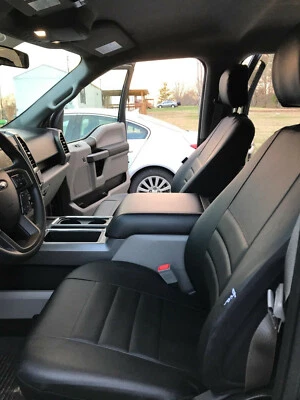 Fia SL67-34 BLK/BLK LeatherLite 1st Row Black Seat Covers for Ford F-Series Foto 1 de 4