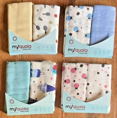 Recién Nacido Bebé Muselina Envoltura Manta 2 Piezas Unisex Algodón Orgánico 80x100cm Nuevo Foto 1 de 4