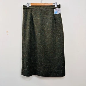 Magee Tweed Donegal Irish New Wool Pencil Skirt Olive Green Speckle UK 14 EU 42 - Picture 1 of 20