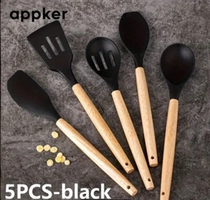 5PCS Kitchen Utensil For Cooking Baking NonStick Food Spatula Spoon Utensils Set - Picture 1 of 4