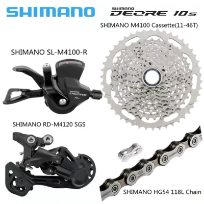 Shimano DEORE 1x10 Speed MTB SL-M4100 RD-M4120 46T Cassette HG-54 Chain Groupset - Image 1 of 4