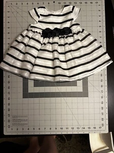Special Occasion Dress, Black And White Striped, Black Bow At Waist, 3-6 Months - Picture 1 of 5