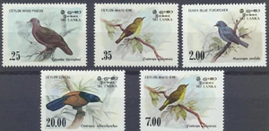 Hermosas estampillas diferentes de aves como nuevas. Juego completo Sri Lanka 691-4 y #877 - Imagen 1 de 1