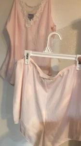 NWT Apt 9 2 pc Pajama Set Shorts Light Pink with Floral Lace Thin Straps LARGE - Picture 1 of 8