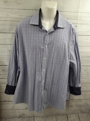 Camisa Bristol & Bull Para Hombres Botón Delantero Blanca Púrpura Cuello En Contraste Talla 3XL Foto 1 de 4