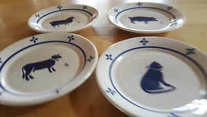 Lot of 4 Spectrum Stoneware Dessert Plates - Country Animals - - Picture 1 of 6