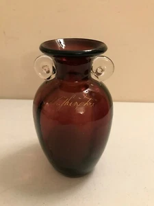VINTAGE BLOWN GLASS PURPLE AMETHYST GEORGE WASHINGTON ETCHED SILHOUETTE VASE - Picture 1 of 6