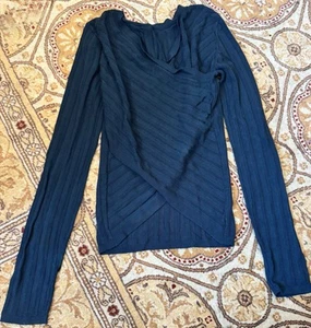 Theory $358 Aster Criss Cross Wrap Sweater Viscose Black sweater Top Petite P XS - Picture 1 of 3