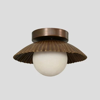 Flush mount Ceiling Light Italian Brass Glass Globe Pendant Fixtures Mid Century - Image 1 of 4