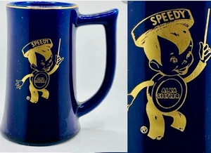 Vintage Speedy Alka Seltzer Mug/Stein 6 1/4" Ceramic USA Black Gold tone RARE - Picture 1 of 8