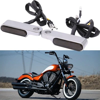 Chrome Turn Signal Flowing Amber White Lights For Victory Highball Vegas 8 Ball - Image 1 of 4