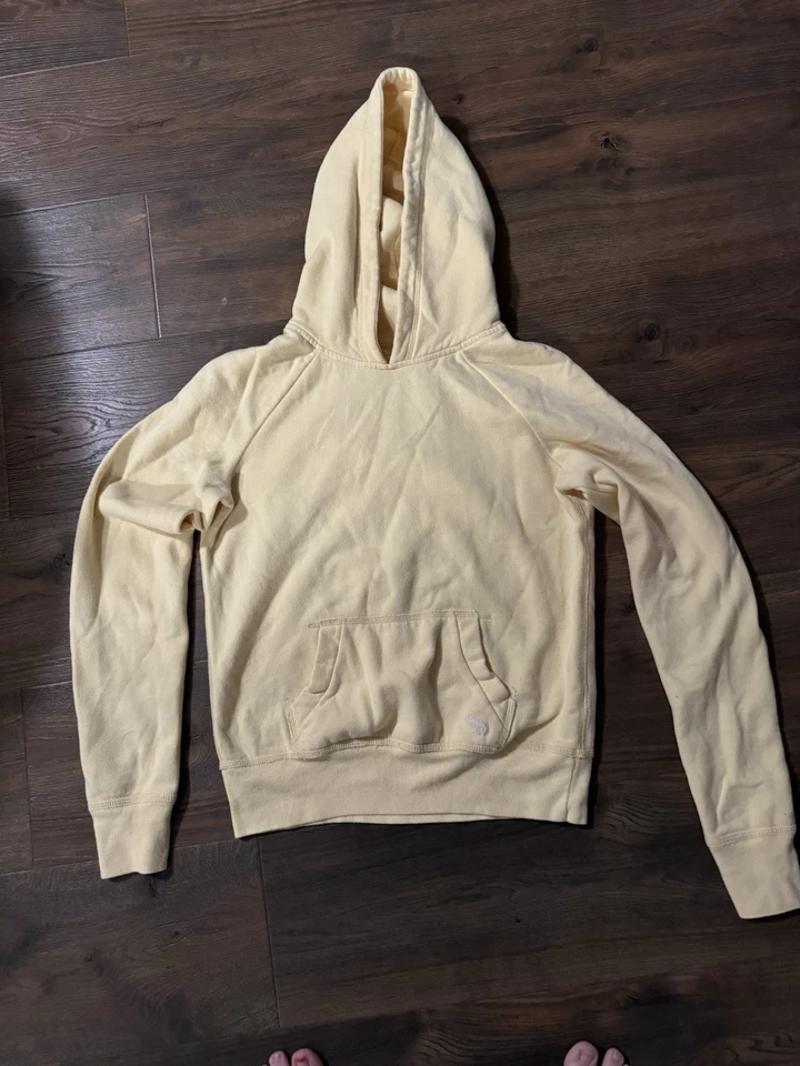 Sudadera con capucha para mujer Abercrombie & Fitch vintage amarilla mantequilla talla mediana Foto 1 de 4