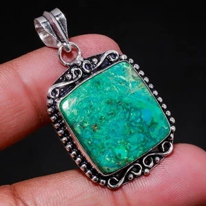 Chrysocolla Gemstone Handmade Ethnic Unique Design Jewelry Pendant 1.70" SR 733 - Picture 1 of 7