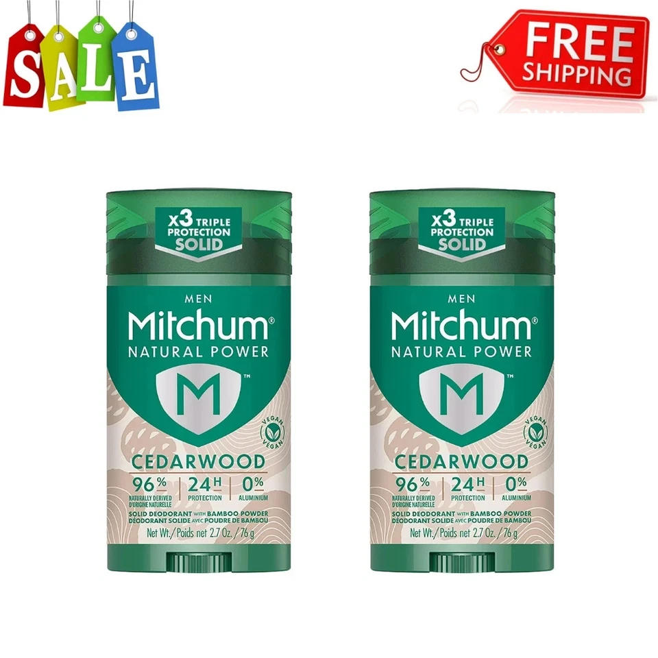 Mitchum Men Natural Power Deodorant Stick, Cedarwood, 2.7 oz (Pack Of 2) - Image 1 of 1