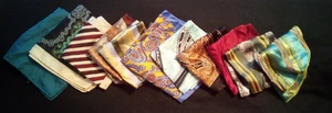 Lot of 11 Men's Silk Pocket Squares Scarves~Vintage & Newer~Solid/Patterned~sl - Picture 1 of 11