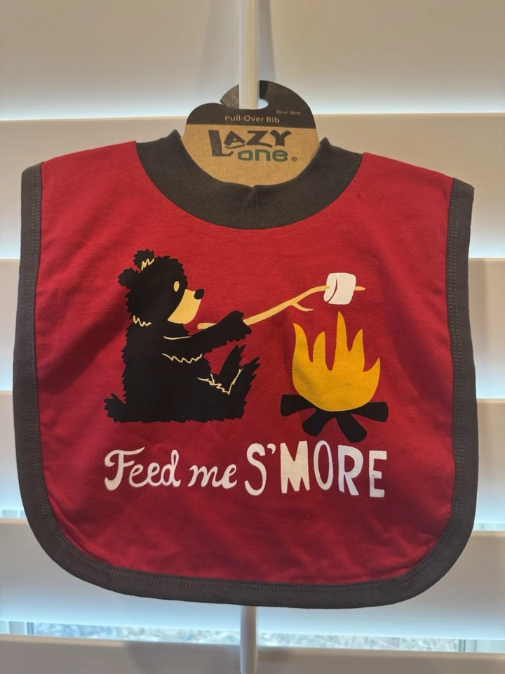 Lazy One - Bear Feed Me Smore - New Campfire Baby Bib - Image 1 of 4