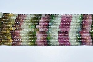 13" Strand AAA Natural Multi Tourmaline Rondelle Faceted Gemstone Beads 5-5.5mm - Picture 1 of 6