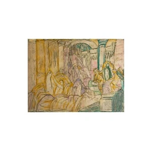 Fontana Di Trevi Painting, 2000s Art Canvas Artwork Pastels Abstract Italian - Picture 1 of 10