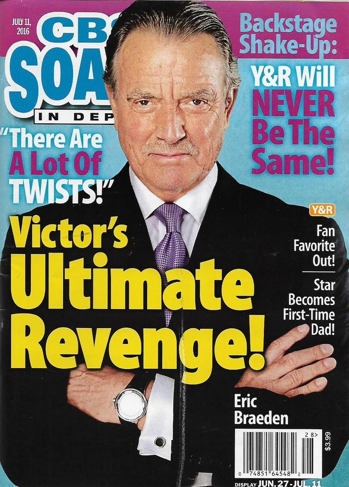 CBS Soaps In Depth Magazine July 11 2016 Eric Braeden Jacqueline MacInnes Wood Foto 1 de 1
