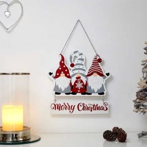 Gonk Sign Christmas Decoration Hanging Wooden Merry Christmas Greeting 2590004 - Picture 1 of 6