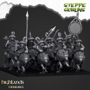 Goblin Wolf Riders with Spear x 5 no com–Highlands Miniatures–28mm-Steppe Tribes - Picture 1 of 9