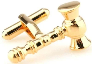 Gavel Mallet Judge Lawyer Pair Cufflinks Wedding Gift Box & Polishing Cloth - Imagen 1 de 4