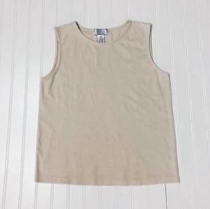 **NWOT Tan Jennifer Moore Cotton Sleeveless Ribbed Knit Top** - Picture 1 of 6