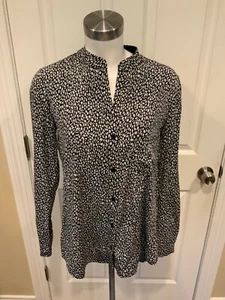 Diane Von Furstenberg Black & White Speckled Gilmore Button-Up Shirt, Size 6 - Picture 1 of 7