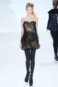$1350 Vera Wang collection sequin dress nude black size 0 - Picture 1 of 5