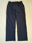 Womens Pants-CLOTHIN-navy nylon stretch  Performance straight leg w/belt-XL/30L