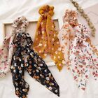 Women Fashion Chiffon Silk Wispy Floral Bow Hair Scrunchies Hair Tie Rope
