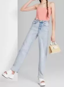 Jeans dritti donna Wild Fable super alti lavati leggeri 10 nuovi con etichette - Foto 1 di 2