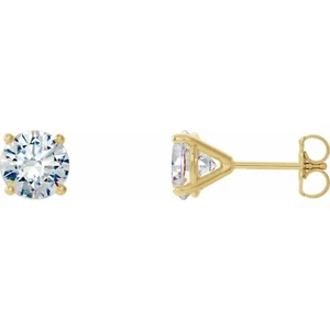 1.75CT NATURAL DIAMOND 14KT YELLOW GOLD MARTINI STYLE STUD EARRING FREE SHIPPING - Picture 1 of 6