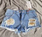 cotton on gold sequin denim shorts size 6