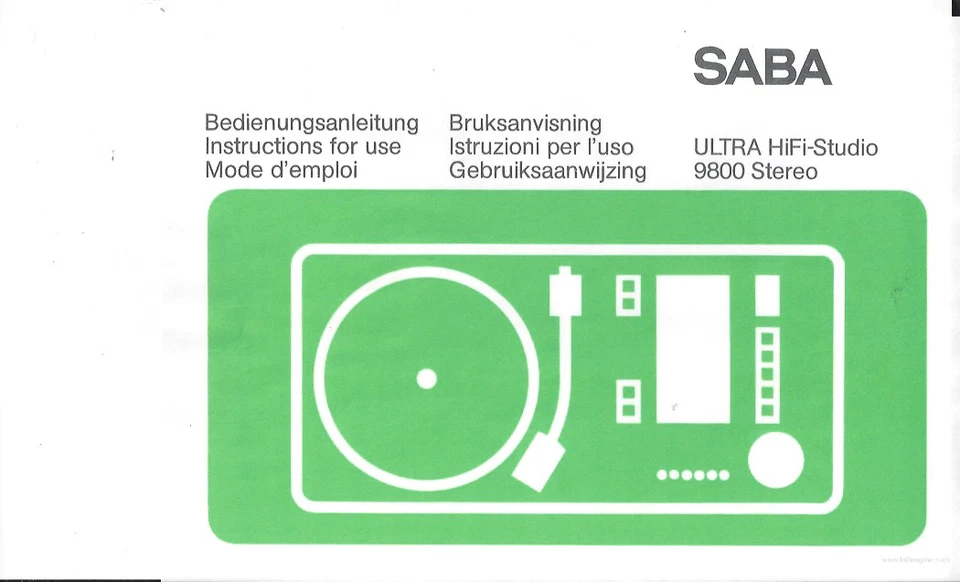 Saba Bedienungsanleitung für Ultra HiFi-Studio 9800 Stereo Copy deutsch - Bild 1 von 1