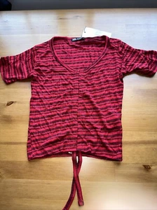 ZARA Scrunched Tie Womens Black And Red Size Médium CROP TOP New With Tags - Picture 1 of 5