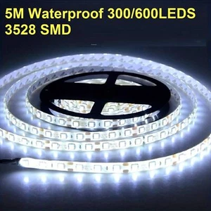 5M /10M LED Strip Light 300/600 LEDs Waterproof Cool White Flexible Tape 3528SMD - Picture 1 of 9