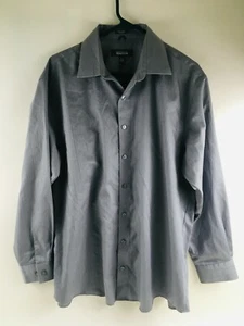 Kenneth Cole Reaction Shirt Men Size 16.5 32-33 Gray Long Sleeve Slim Button Up - Picture 1 of 7